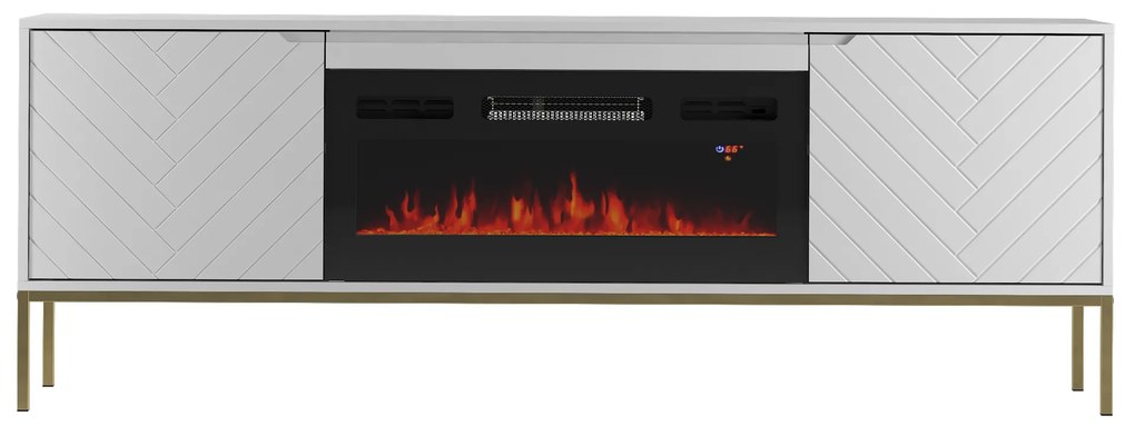 TV stolík EMY biela s elektrickým krbom