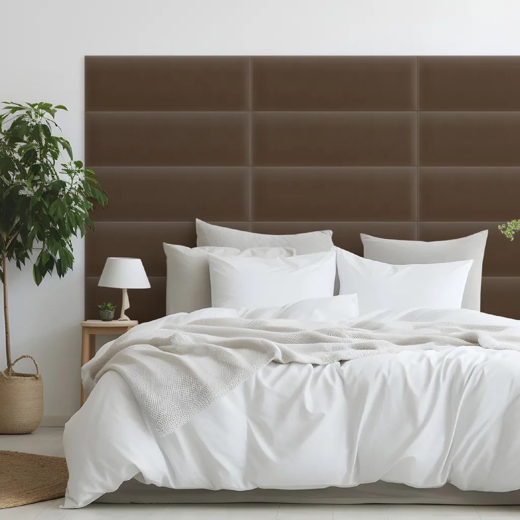 Zamatový čalúnený panel - Obdĺžnik - 80x20cm Farba: Hnedá