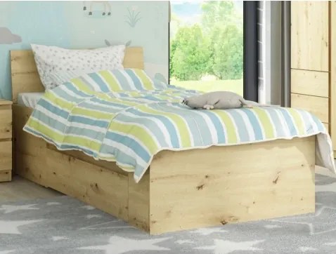 Posteľ so zásuvkami Carlos 90x200, dub artisan%