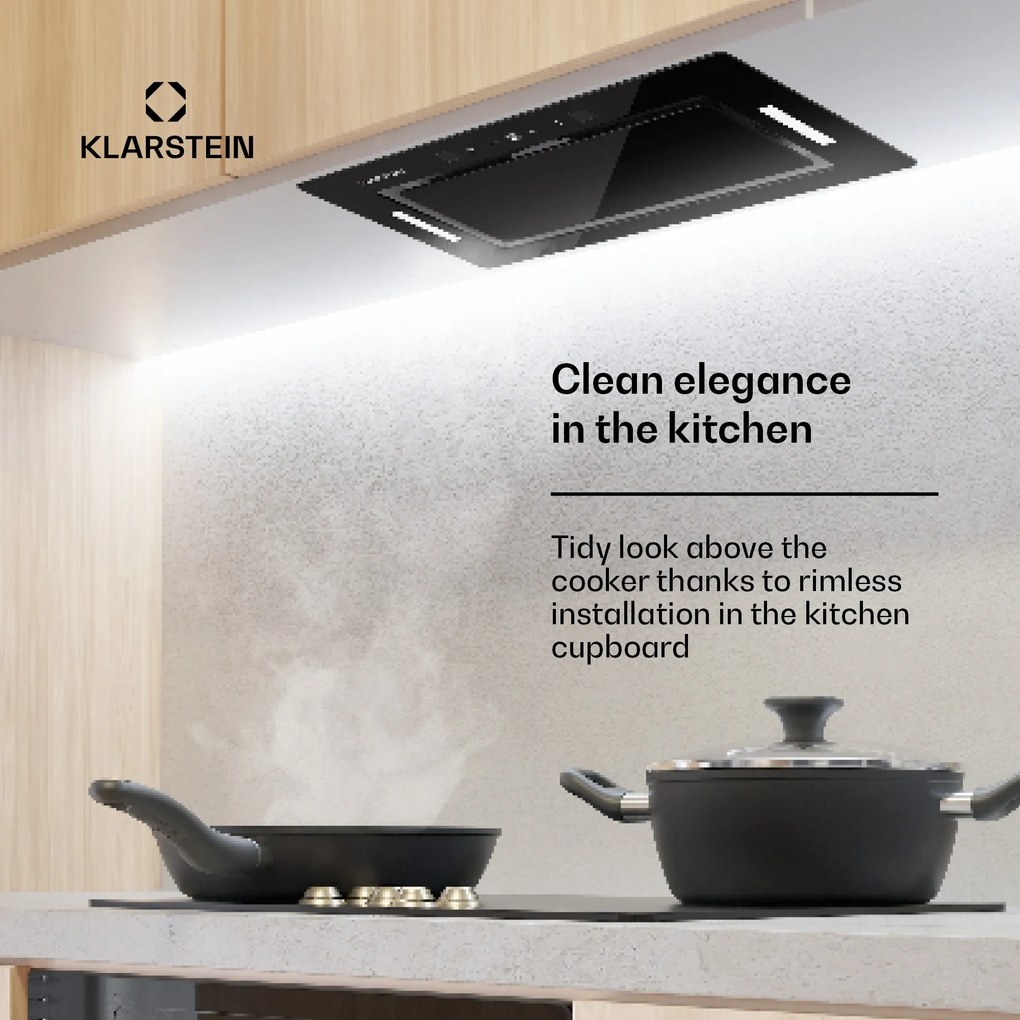 Klarstein Hektor Eco, digestor, 52 cm, 466 m³/h, dotykové ovládanie, sklo