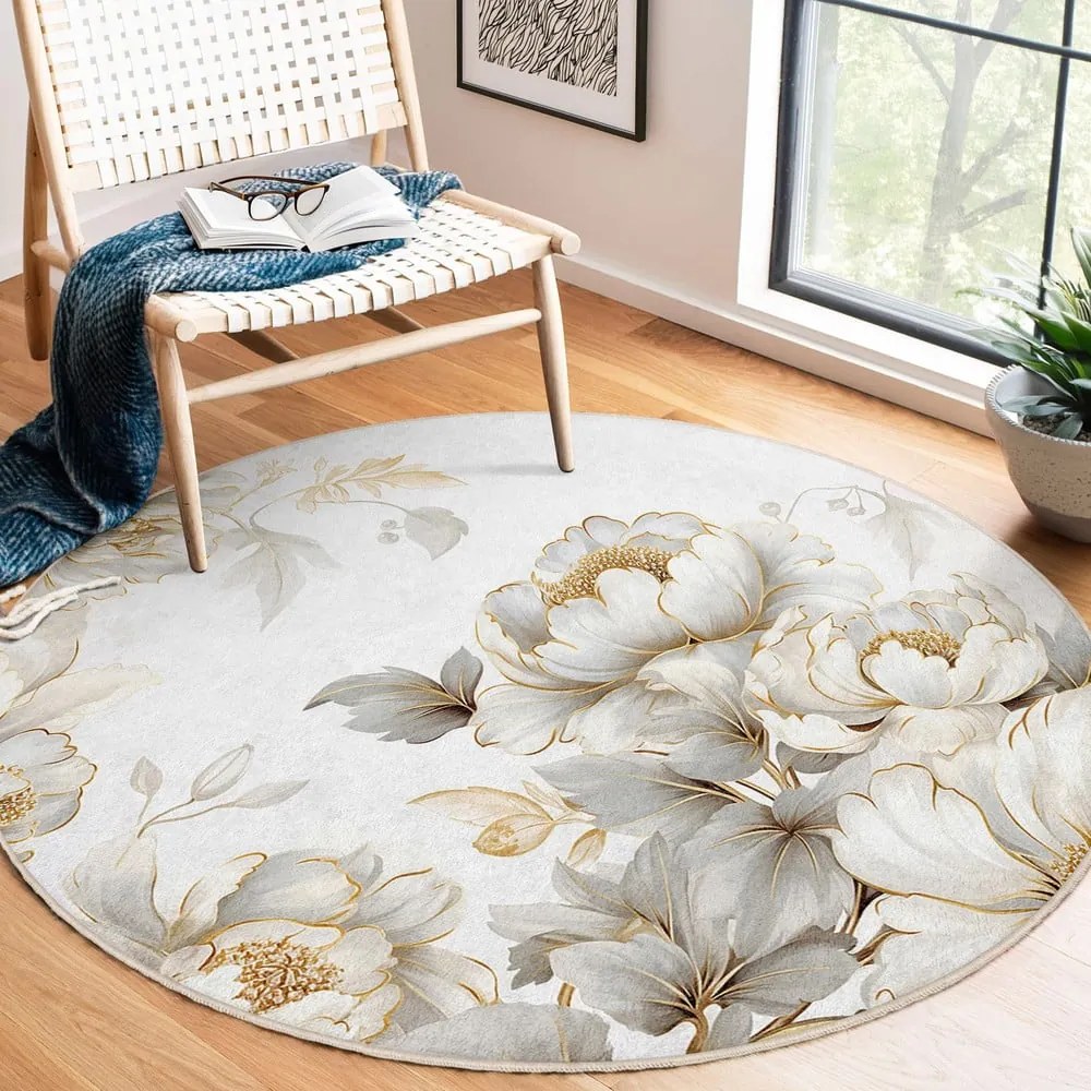 Prateľný okrúhly koberec vo svetlosivej a béžovej farbe ø 150 cm Soft and Gentle – Mila Home