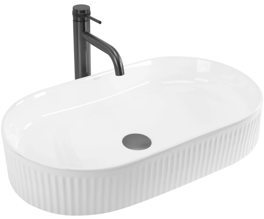 Rea Vanda, umývadlo na dosku 600x340x130mm, biela lesklá, REA-U6526