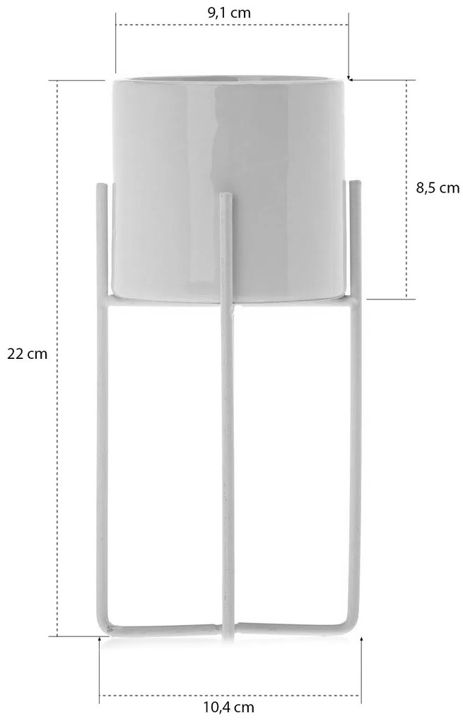 KERAMICKÝ KVETINÁČ SO STOJANOM FLORRI 22X10,5 CM BIELA