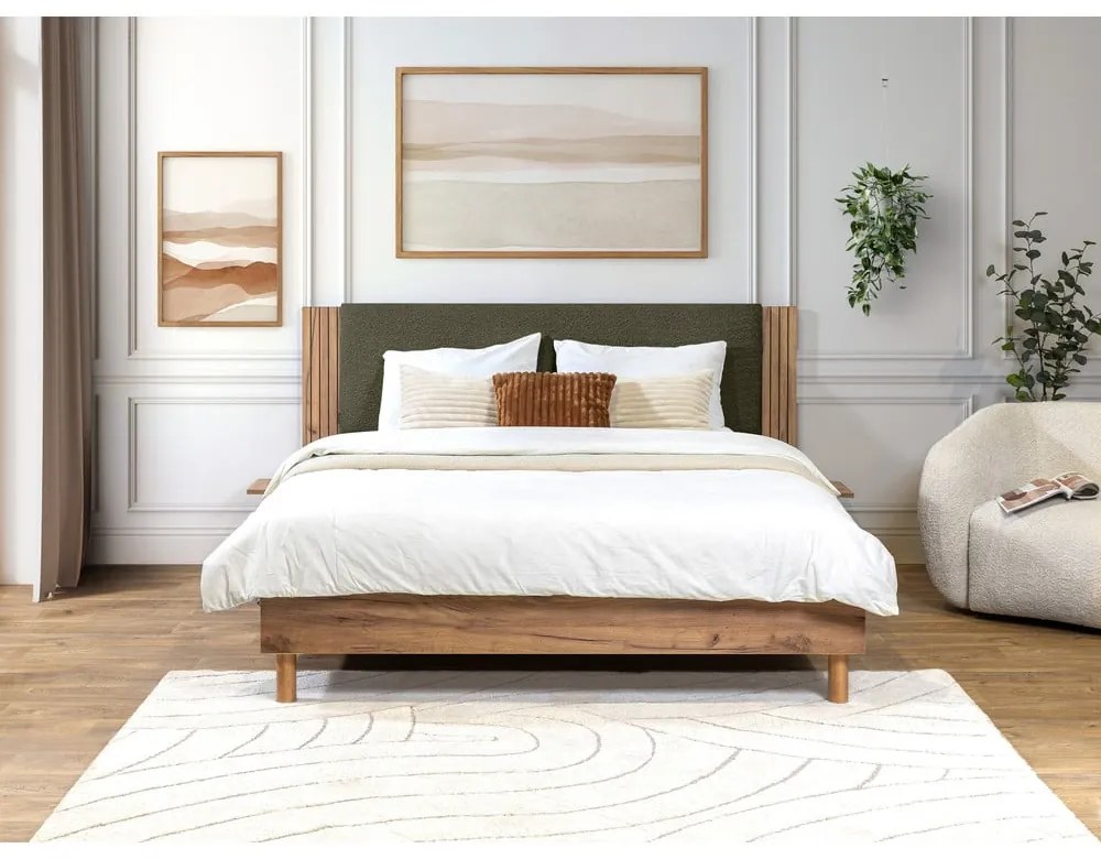 Zelená dvojlôžková posteľ s roštom 140x190 cm Lior – Bobochic Paris