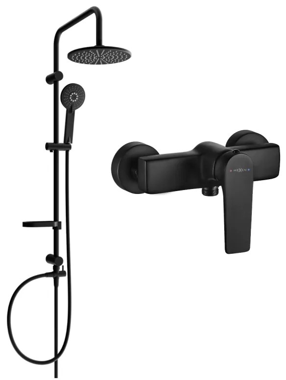 Mexen Carl sprchový set s dažďovou sprchou a sprchovou batériou Lynx, čierna matná, 745940240-70
