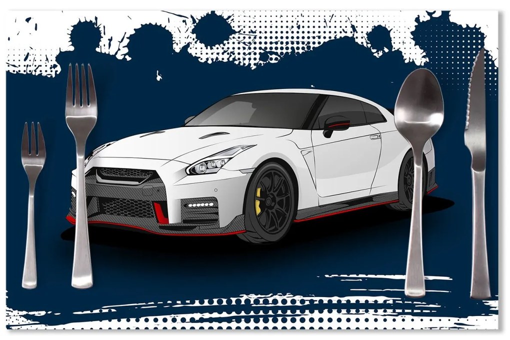 Sablio Prestieranie Nissan GTR 35 Modrý: 40x30cm