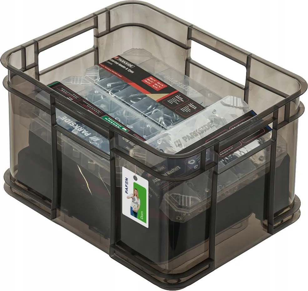 Keeeper Úložný box pro domácnost i dílnu, BRUNO M, 16L, 35 x 27 x 21 cm, kouřový