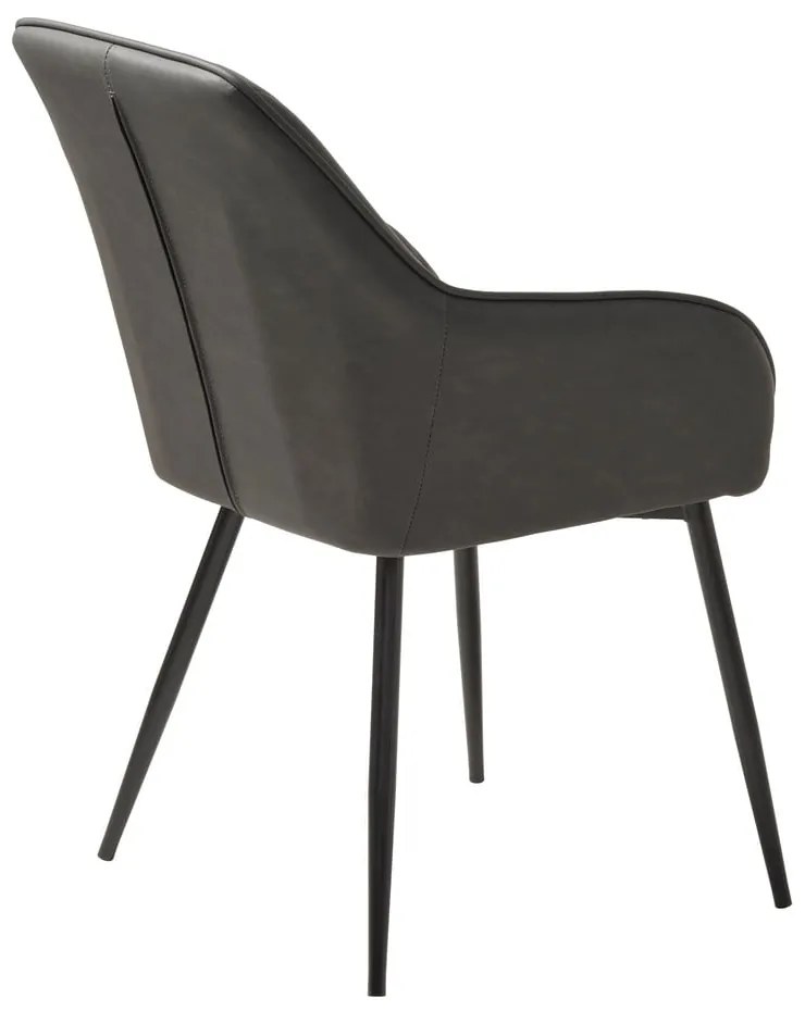 Tmavosivé čalúnené jedálenské kreslá v súprave s podrúčkami 2 ks Nolan Stripe – Unique Furniture