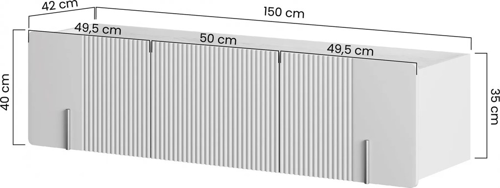 Závesná TV skrinka Malmi 150 cm - kašmír / crema bianca / zlatá