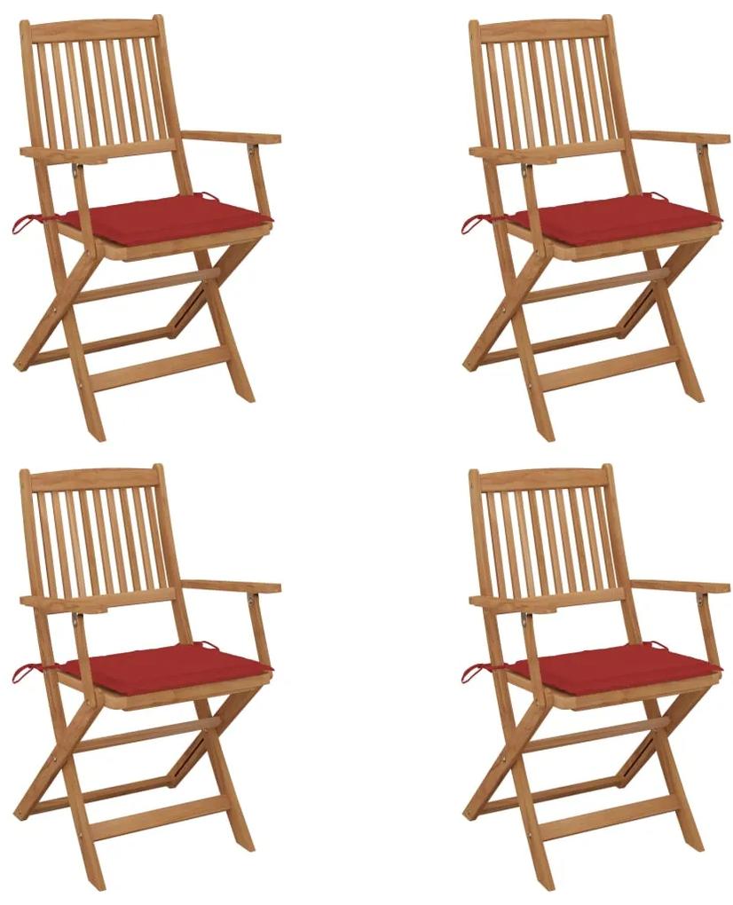 Skladacie záhradné stoličky s podložkami 4 ks akáciový masív 3064623
