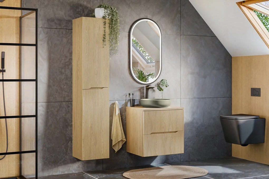 Závesná skrinka pod umývadlo Nordic s doskou 60 cm dub cremona