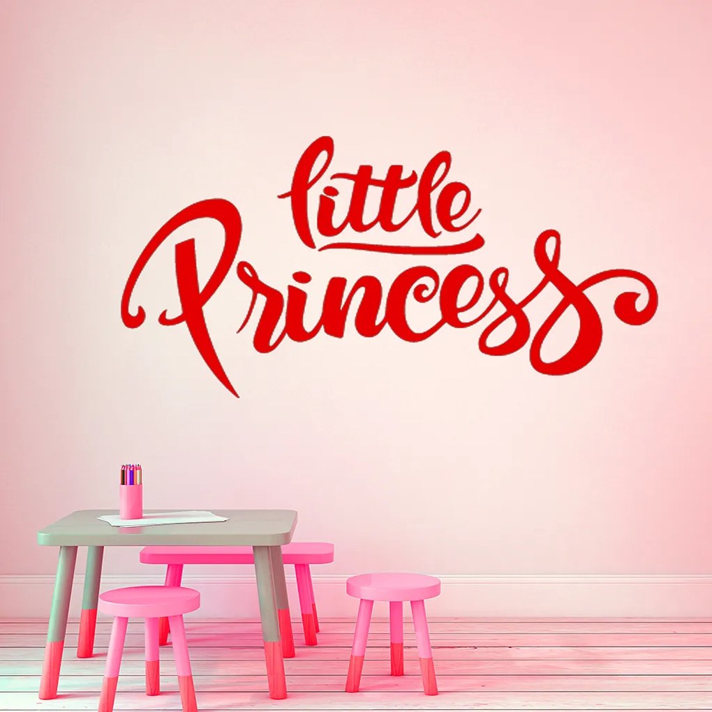 Veselá Stena Samolepka Nápis Little princess Farba: modrá, Veľkosť: 100 x 54 cm