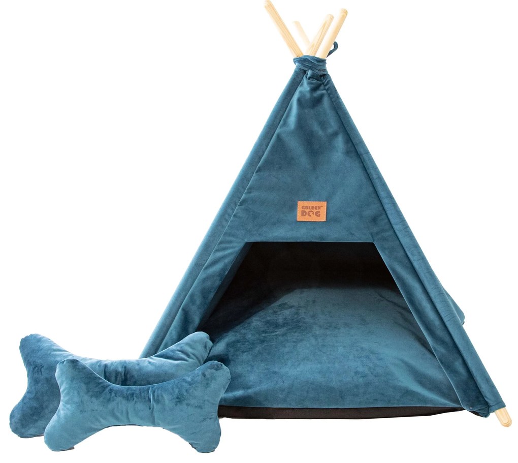 Golden Dog TeePee stan Golden dog 75 x 75 x 90 cm - modrý