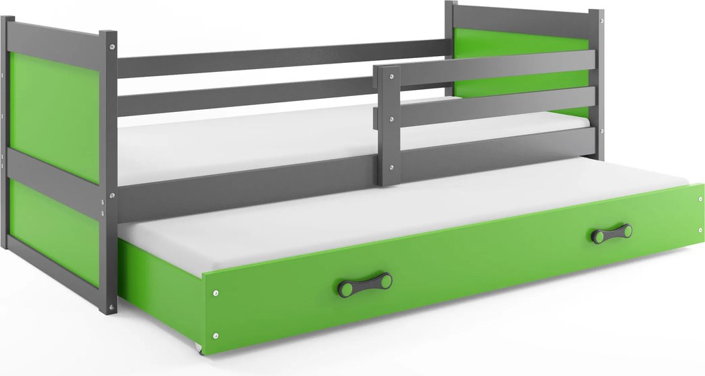 Posteľ s prístelkou RICO 2 190x90 Grafitová - Zelená