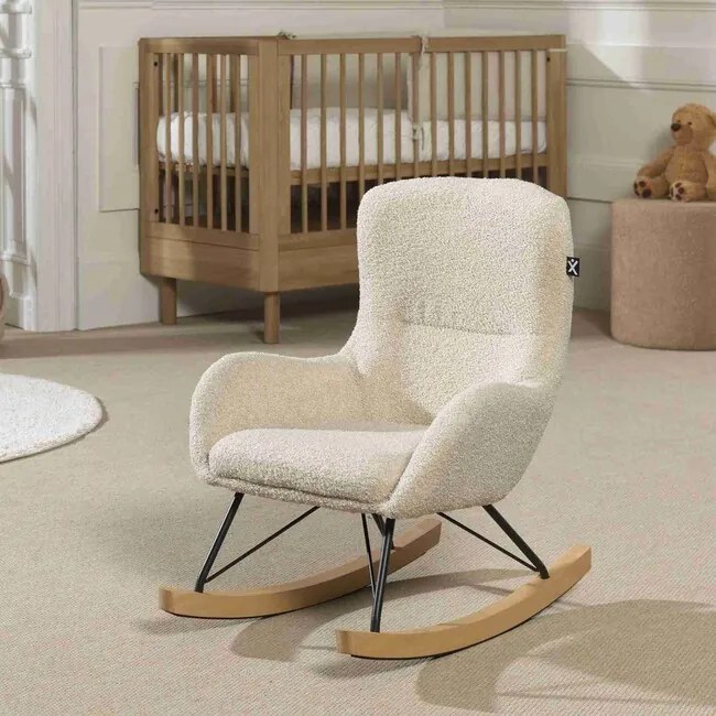 Dizajnové hojdacie kreslo pre deti Rocky Mini buklé béžová