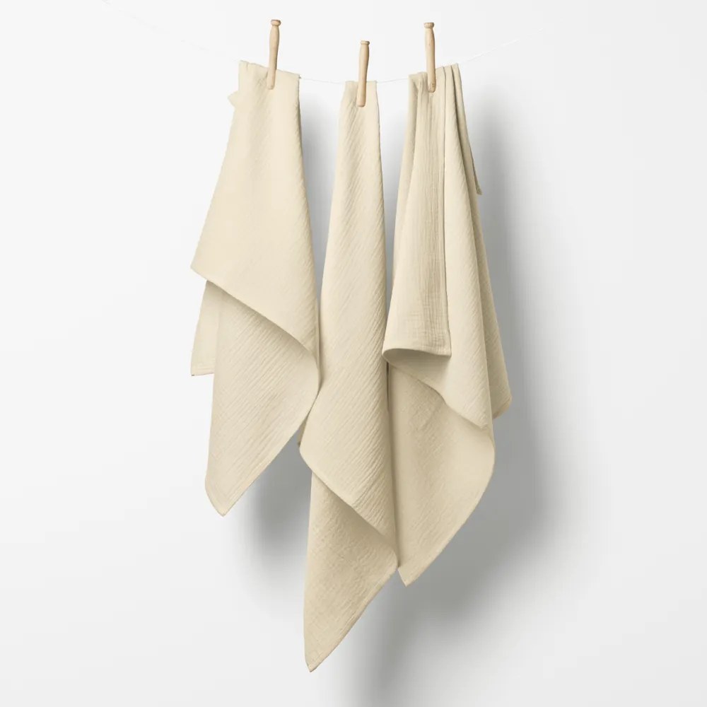 Biante Mušelínová plienka/dečka Nature MSN-083 Krémová - ZVÝHODNENÁ SADA 3 KS 100x100 cm - Sada 3 ks