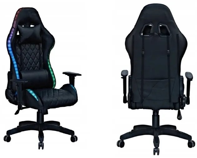 Gordon G400 Herná stolička s LED osvetlením RGB, čierna