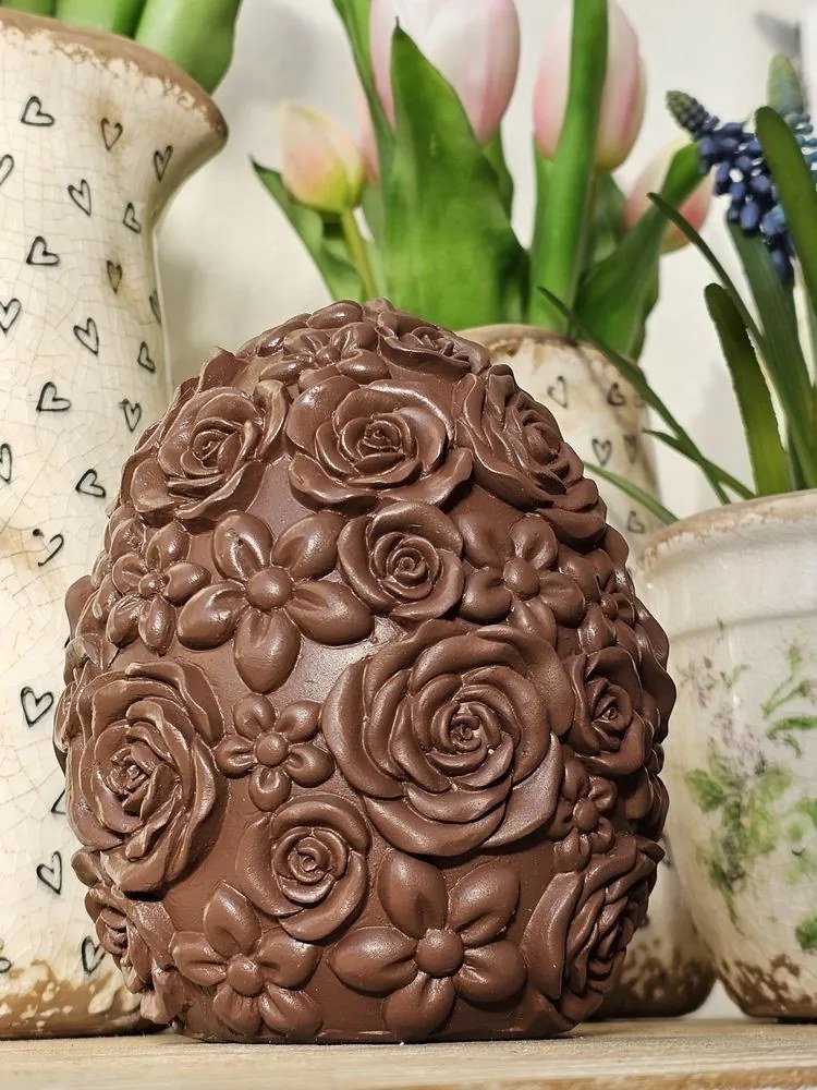 Dekorácia čokoládové vajcia s kvetmi Egg - Ø 11*14 cm