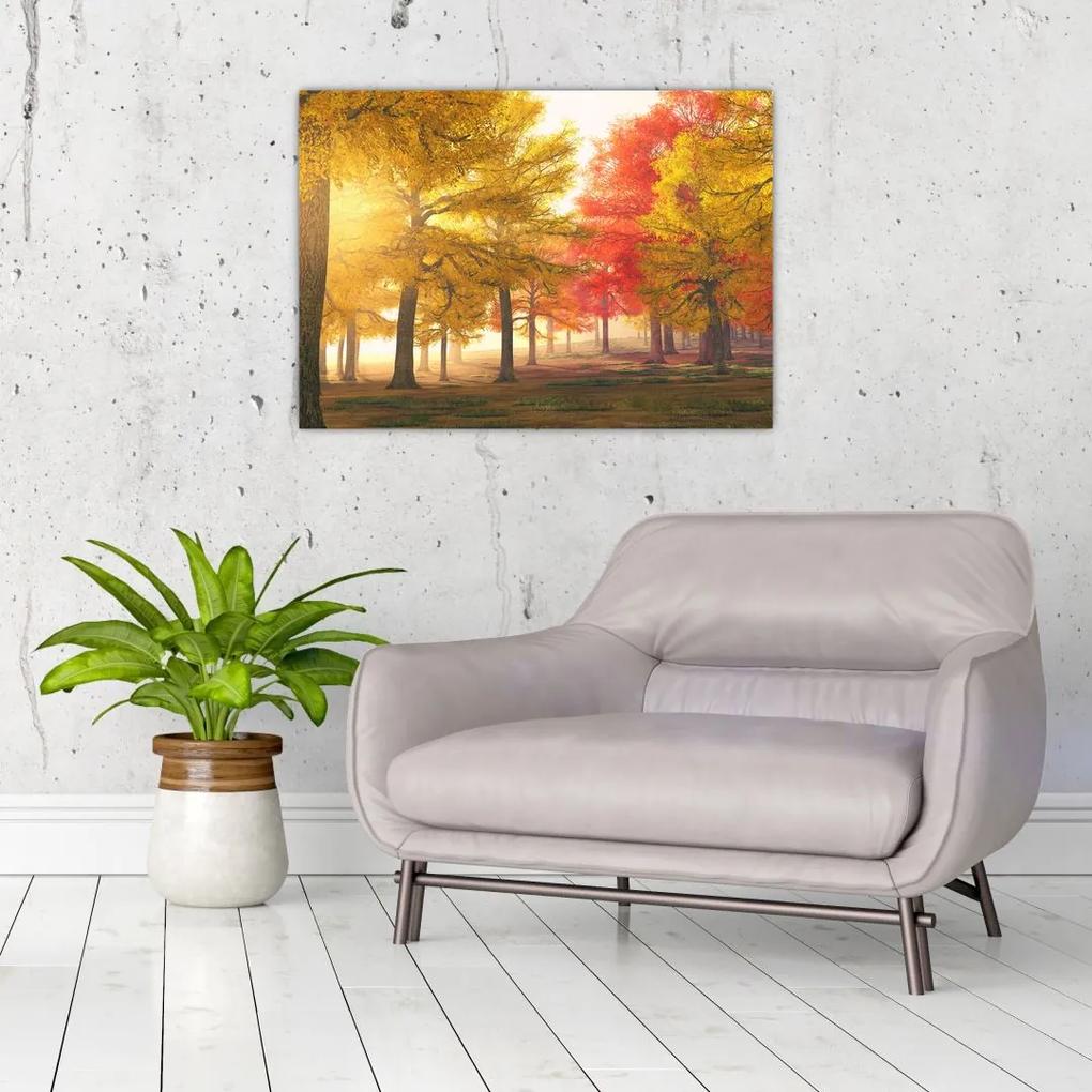 Sklenený obraz jesenných stromov (70x50 cm)