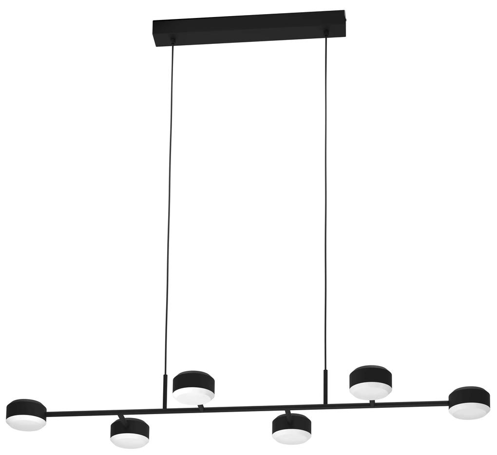 EGLO LED moderné závesné osvetlenie CLAVELLINA, 6x6, 8W, teplá biela, čierne