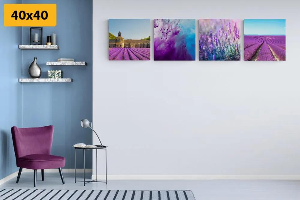 Set obrazov levanduľa s abstrakciou