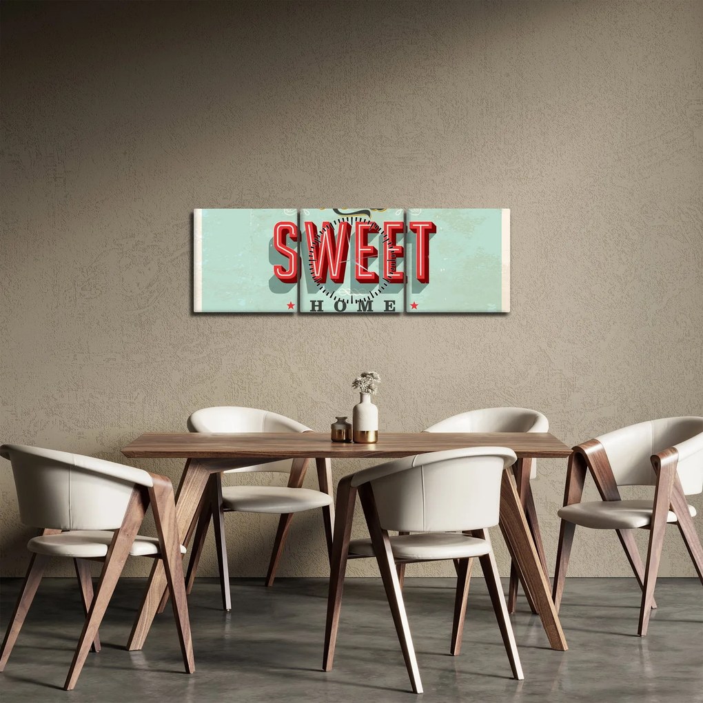 Obraz - Home sweet home (s hodinami) (90x30 cm)