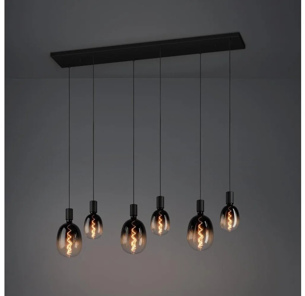 Eglo 390268 - Luster na lanku HUEBRO 6xE27/40W/230V čierna