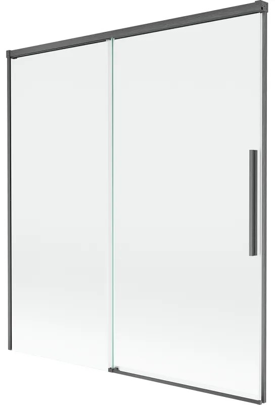 Mexen Rox, 2-krídlová posuvná vaňová zástena 150 x 150 cm, 8mm číre sklo, brúsený grafit profil, 8C9-150-001-66-00