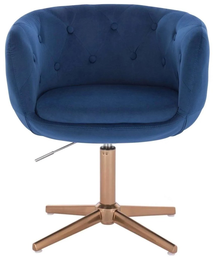 LuxuryForm DESIGN Kreslo MONTANA VELUR na zlatom kríži - modré