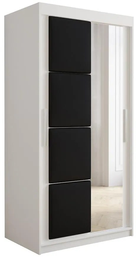 Skriňa Tapi 100 Biely/Čierna ekokoža