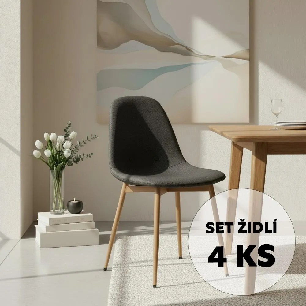 Set - 4ks Jedálenská stolička AVENBERG RIVA, sivá
