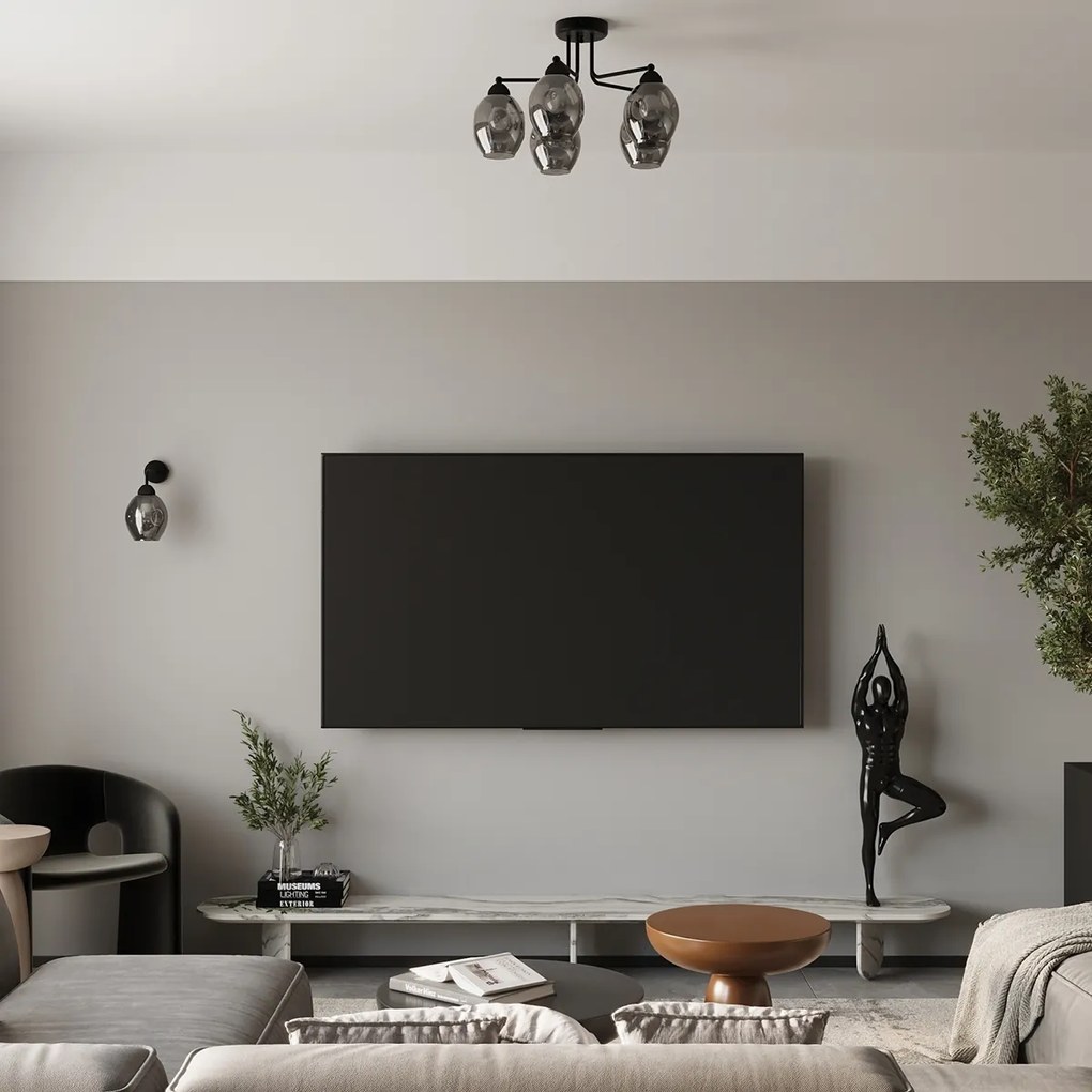 Nástenné svietidlo Fillan, 1x grafitové sklenené tienidlo