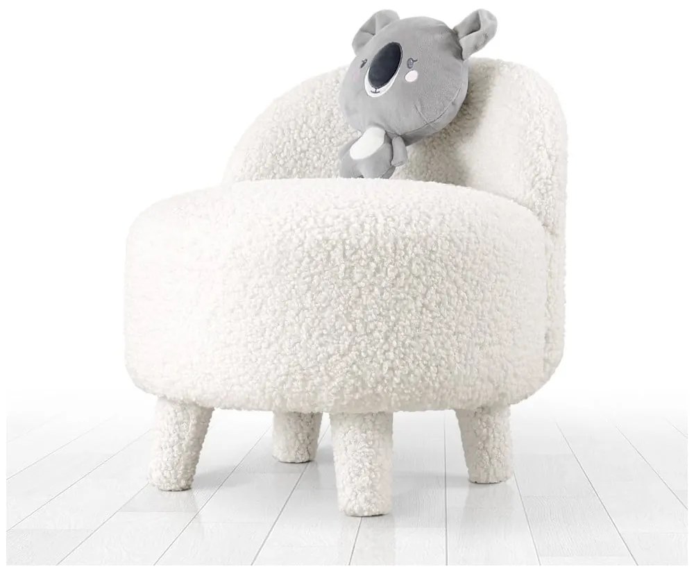 Biele detské kresielko z textílie bouclé Moouv – Artie