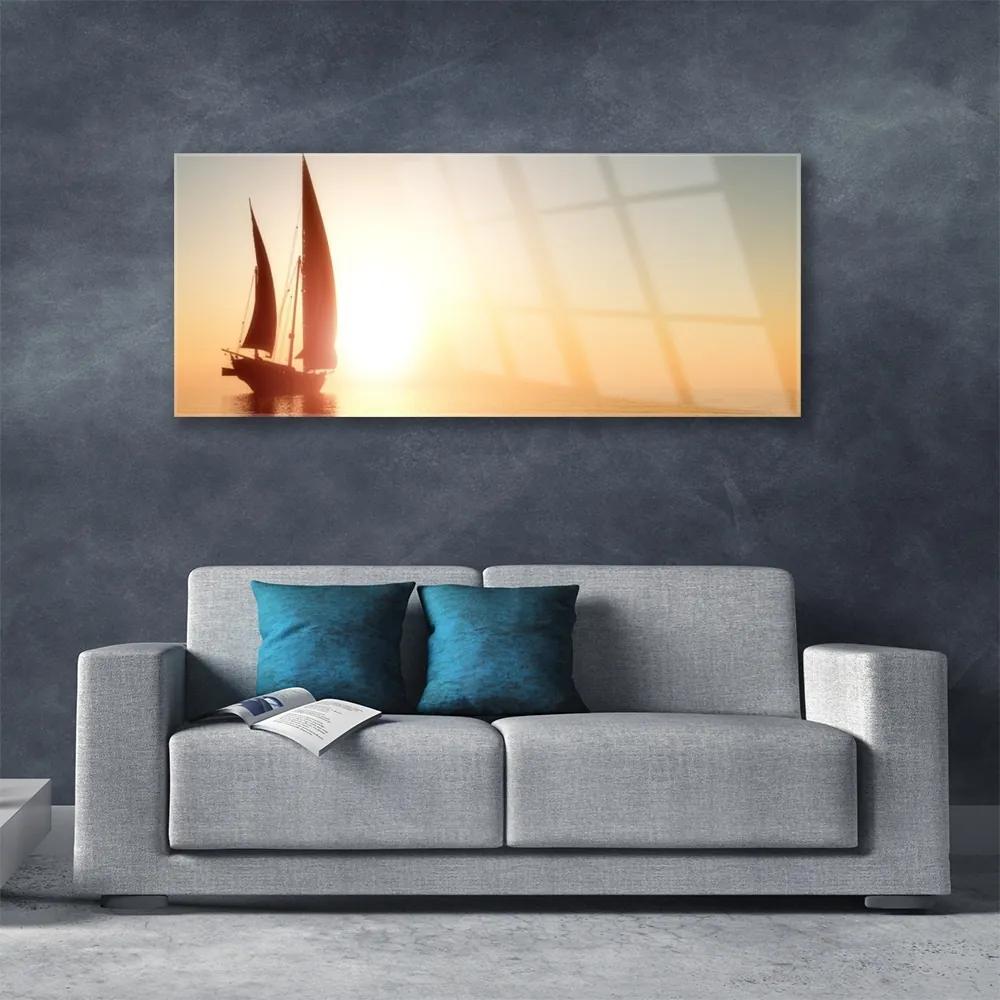 Obraz plexi Loďka more slnko krajina 125x50 cm
