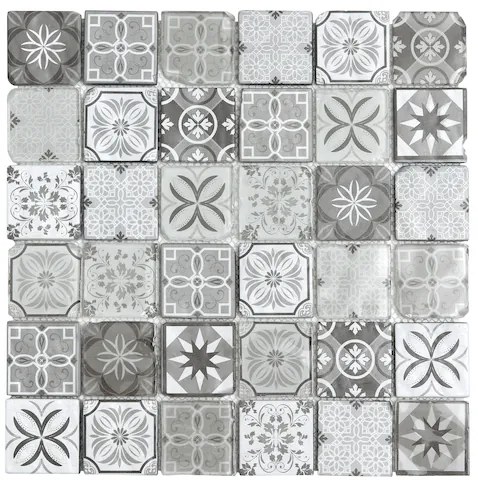 Sklenená mozaika Premium Mosaic černobílá 30x30 cm mat / lesk PATCHWORK48MIX1