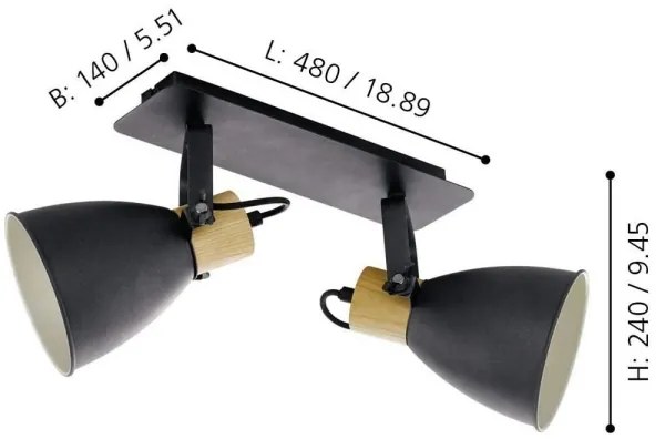 Eglo 901175 -Bodové svietidlo COSWARTH 2xE27/40W/230V