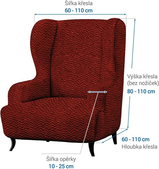Bielastické poťahy CRISTINA medená kreslo ušiak (š. 60 - 110 cm)