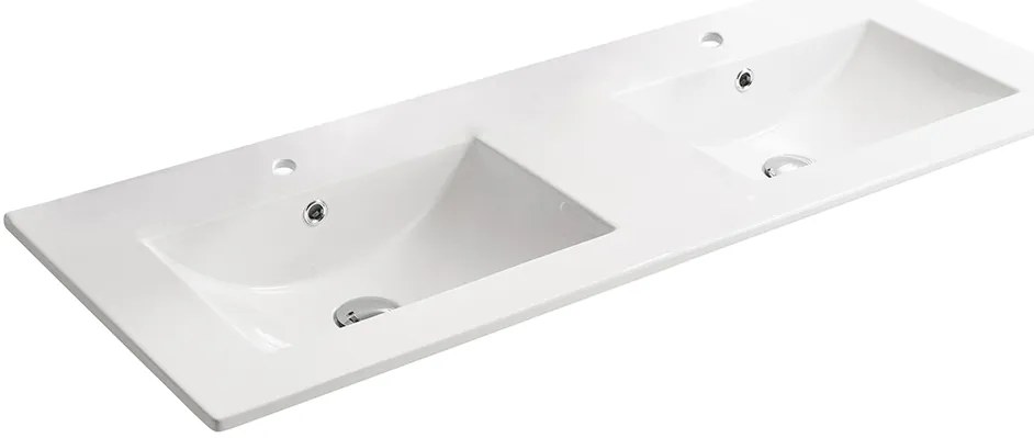 CERANO - Keramické dvojumývadlo Todo - biela lesklá - 120x46 cm