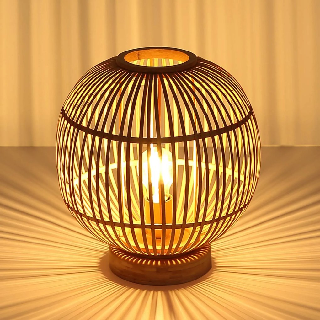 Stolová lampa Hildegard z bambusu, Ø 30 cm