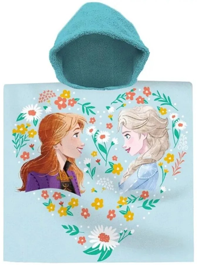 Kúpacie pončo - osuška s kapucňou Ľadové kráľovstvo - Frozen - motív Anna a Elsa - 60 x 120 cm