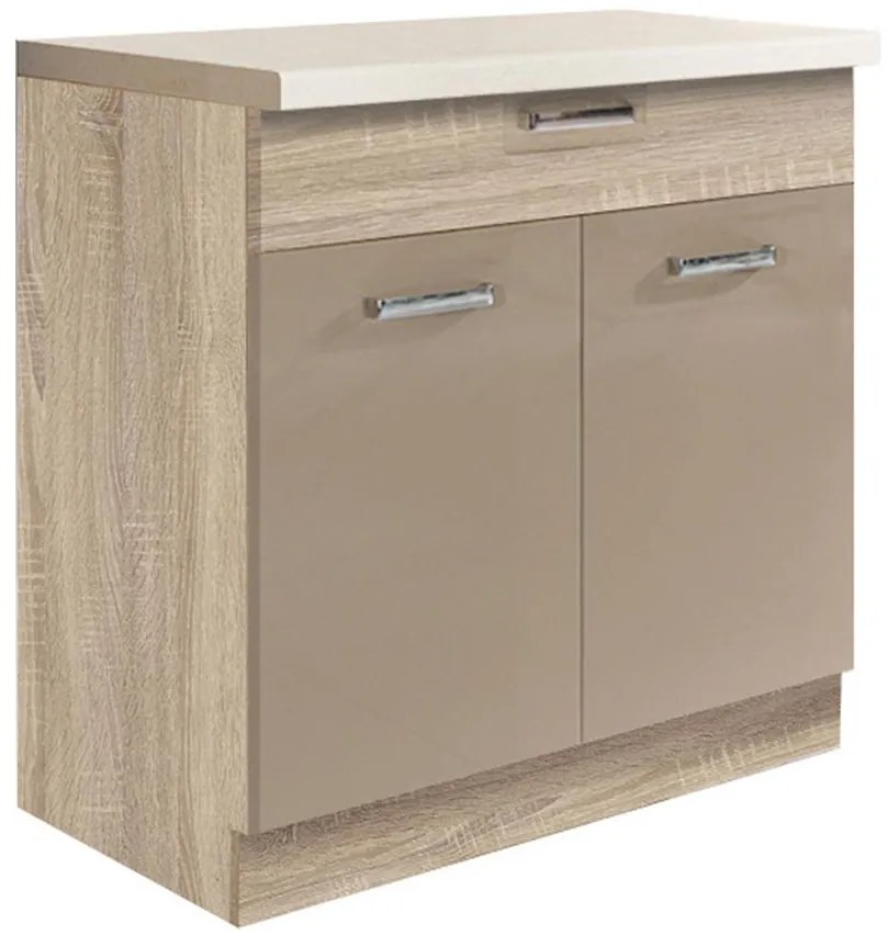 Kuchynská skrinka Premio 6D sonoma/cappuccino lesk