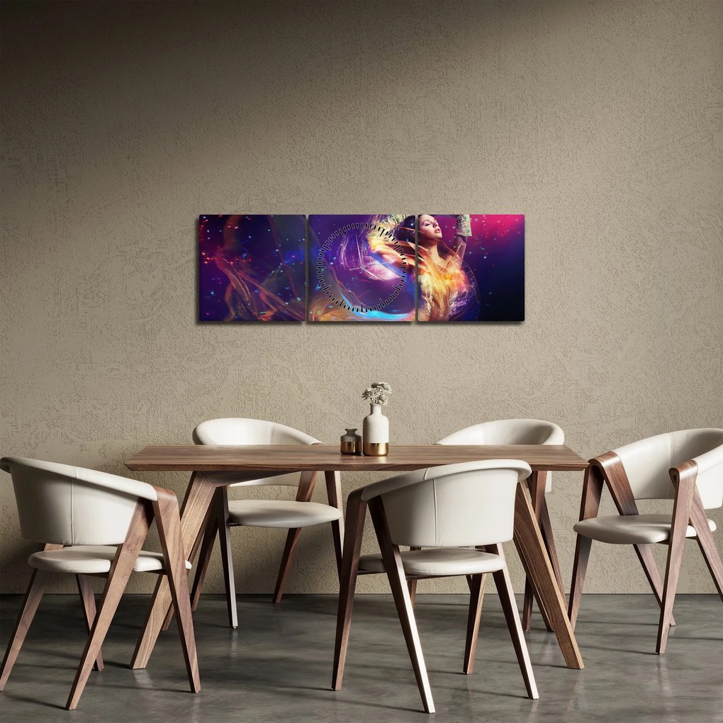 Obraz - mystické ženy (s hodinami) (90x30 cm)