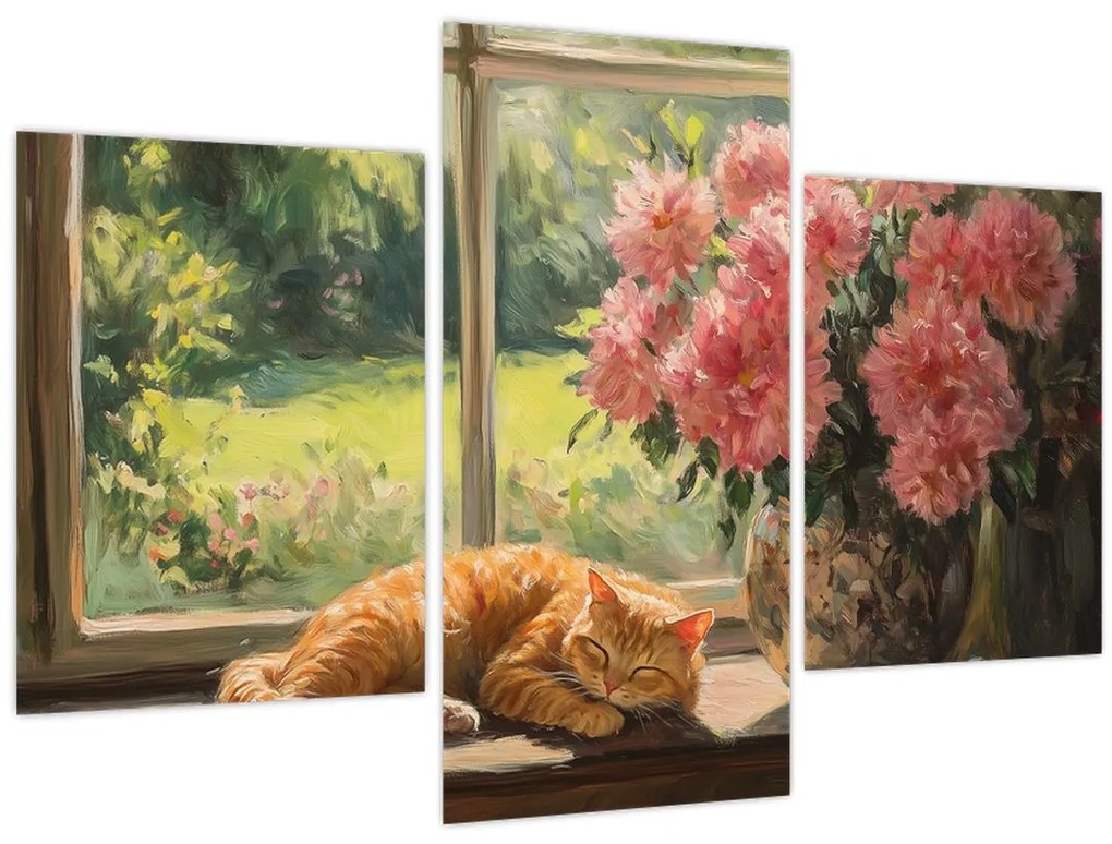 Obraz - Mačka na okne (90x60 cm)