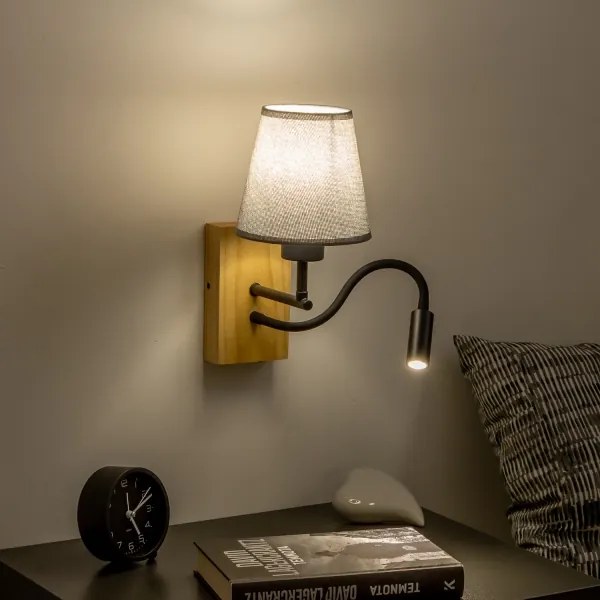 Brilagi - LED Nástenná lampa NUBILA WOOD 1xE27/25W/230V + LED/3W dub/šedá