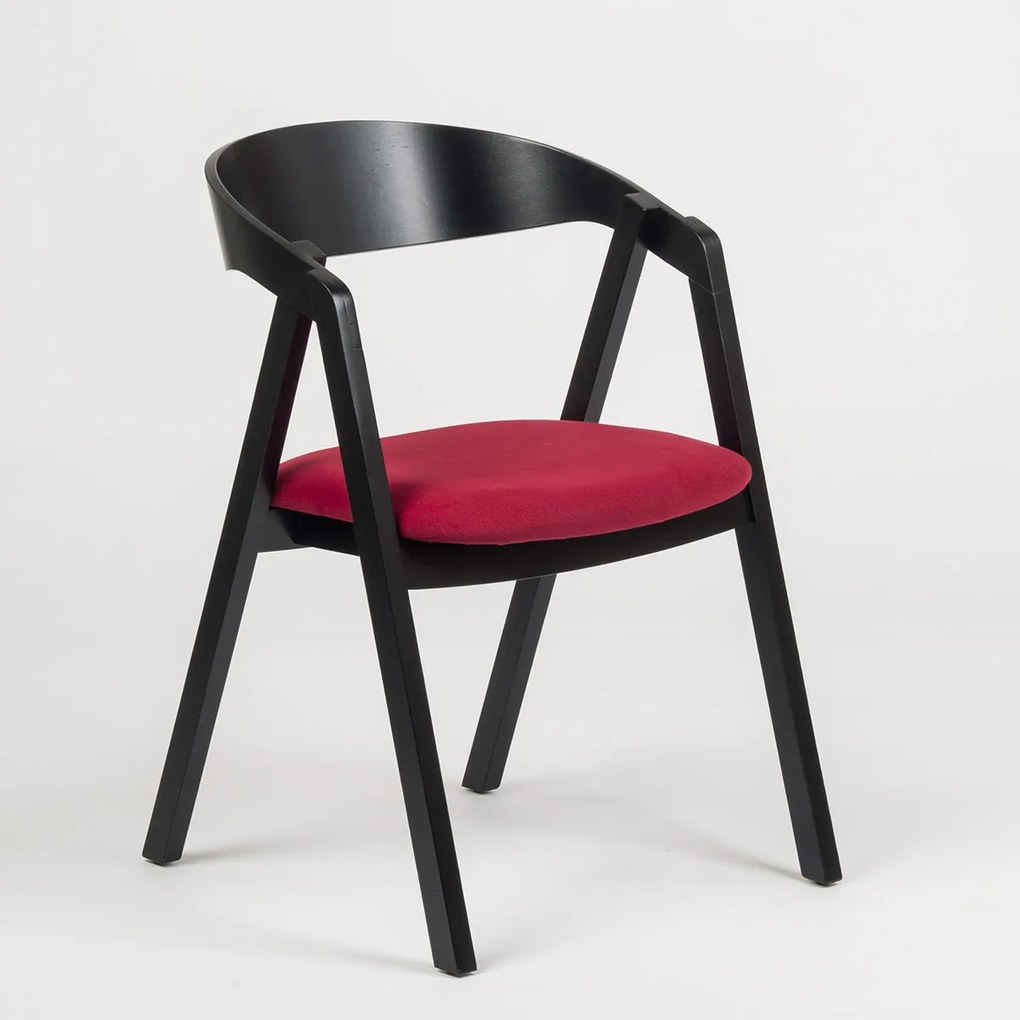 Stima stolička GURU buk s čalúneným sedákom Vyberte odtieň ->: Čierna, Vyberte látku ->: CARABU bordo 80