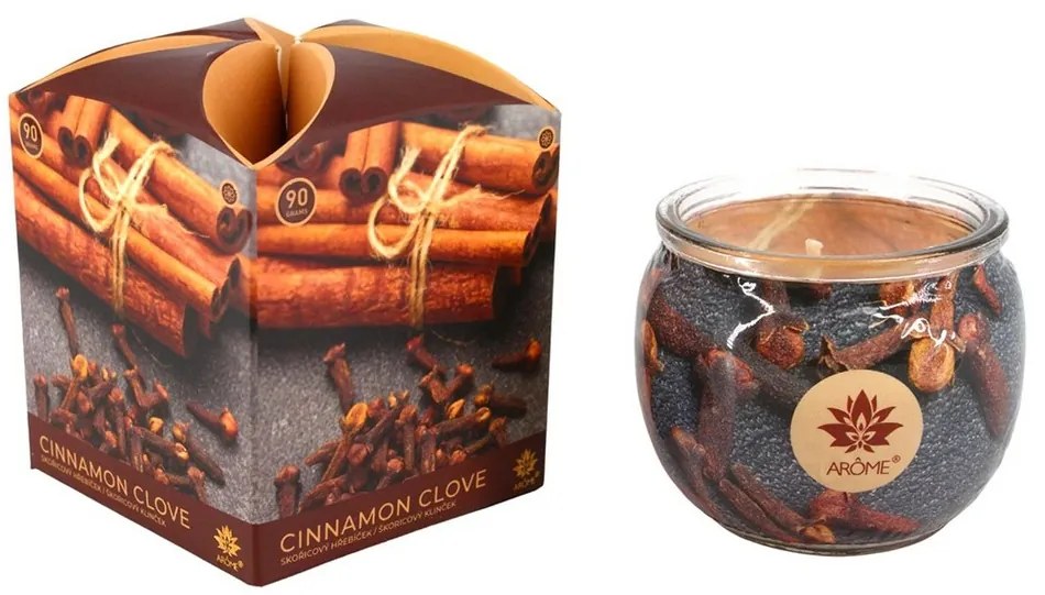Arome Vonná sviečka v skle Cinamon Clove, 90 g