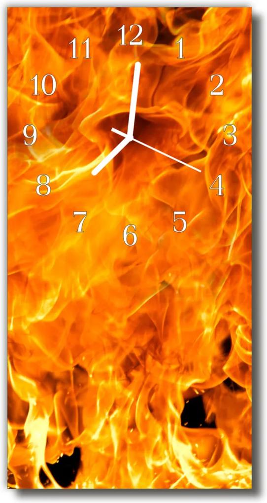 Sklenené hodiny vertikálne  Požiarne plameň farbistý