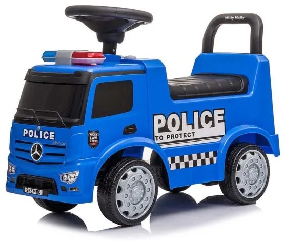 MILLY MALLY Detské odrážadlo so zvukom Mercedes Milly Mally POLICE modré