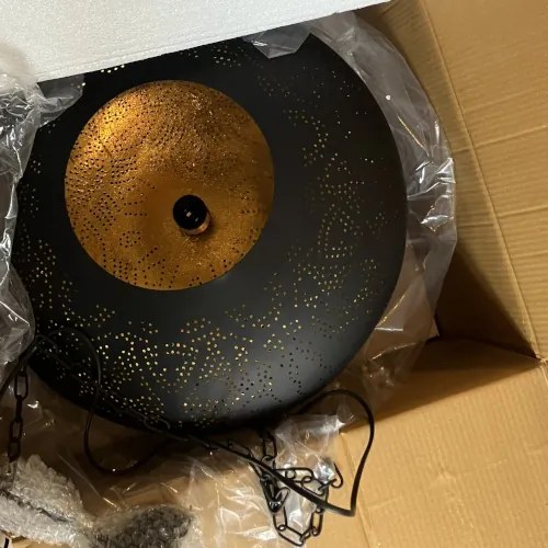 Orientálny kovový filigránový luster Black & Gold UFO Ø45*125