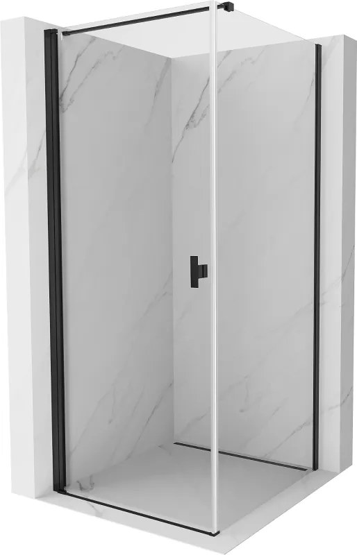 Mexen Mist-B, 1-krídlový výklopný sprchový kút 70 x 70 cm, číre sklo, čierny profil, 8A2T-070-070-70-00